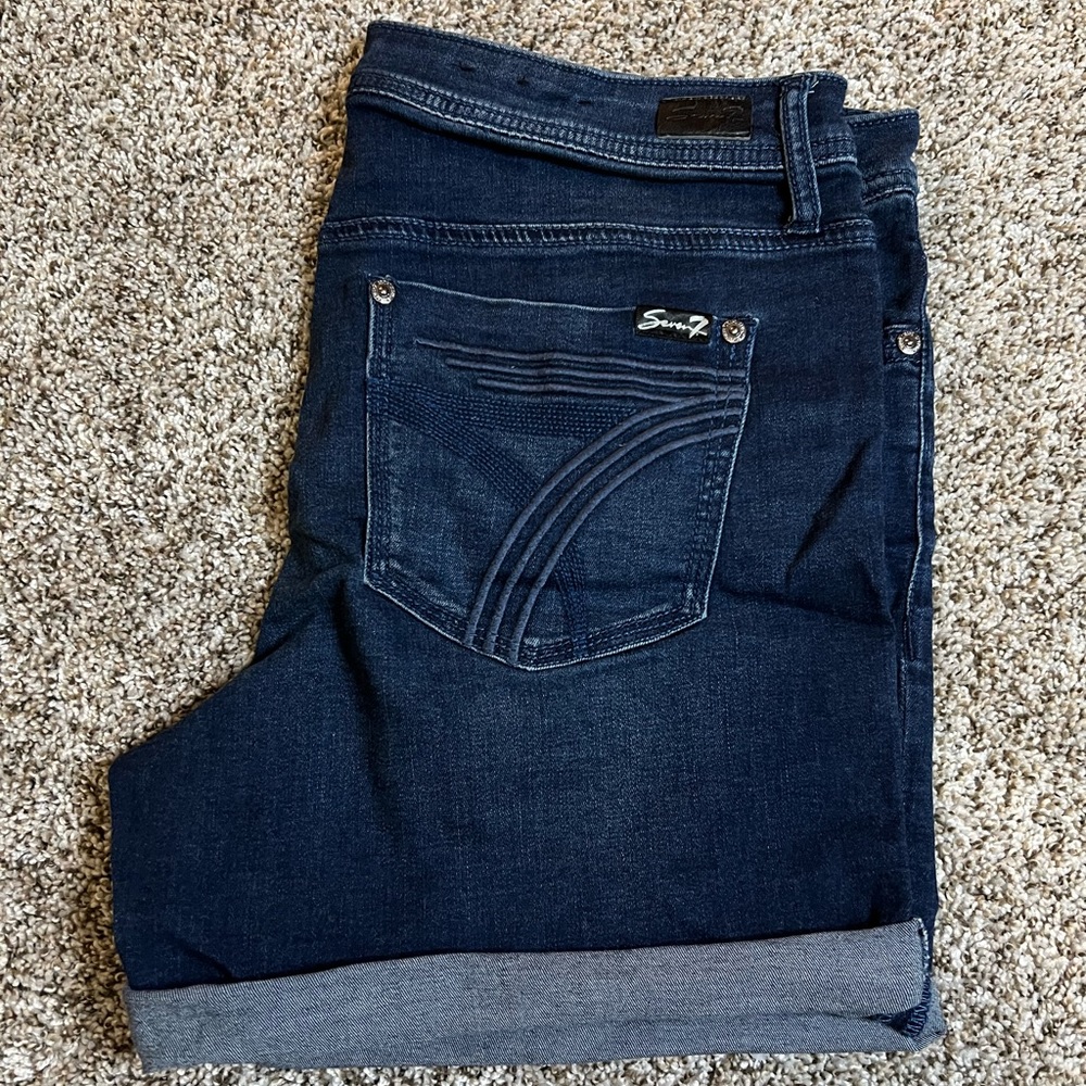 Seven7 midi jean shorts